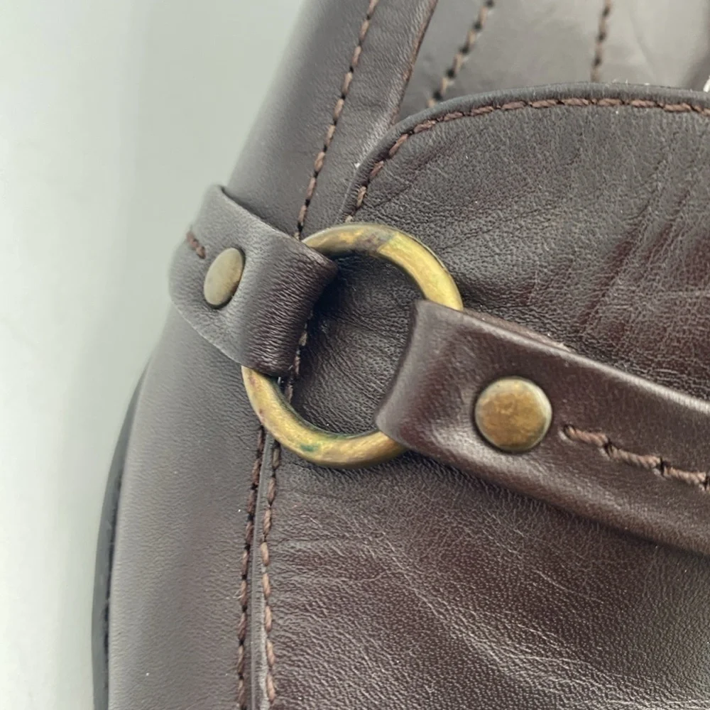 Vintage Maripe Brown Women Heels 6 pump leather slip on office casual retro Y2K